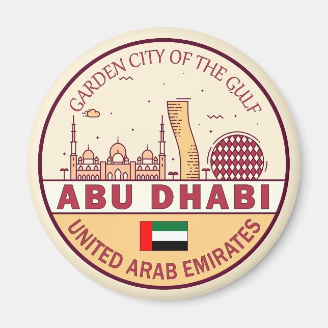Abu Dhabi United Arab Emirates City Skyline Emblem Magnet (Front)