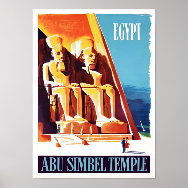 Abu Simbel Egypt vintage travel Poster (Front)