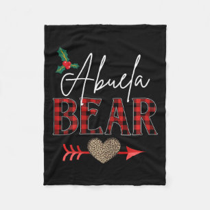 Abuela Bear Buffalo Plaid Christmas Leopard Xmas F Fleece Blanket