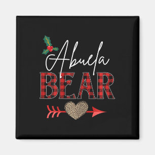 Abuela Bear Buffalo Plaid Christmas Leopard Xmas F Magnet