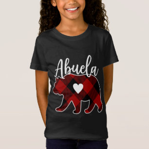 Abuela Bear Christmas Buffalo Plaid Red White & Bl T-Shirt