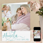 Abuela Calligraphy 3 Photo Happy Birthday Card<br><div class="desc">A frameworthy photo birthday card for your nonna - or you can edit the occasion if you wish. "abuela" is lettered in swirly calligraphy and you can personalise with your message inside. The photo template is set up for you to add 3 of your favourite photos which are displayed in...</div>