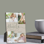 Abuela Calligraphy 4 Photo Beige Tabletop Plaque<br><div class="desc">Personalised 4 photo plaque gift for your Abuela, which you can personalise with your custom message, such as I love you and your name. The photo template will display your pictures in a small photo collage of 2x landscape and 2x portrait pictures. Abuela is lettered in elegant swirly calligraphy. The...</div>