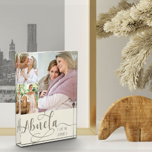 Abuela Calligraphy I Love You 3 Photo Cream Brown Block