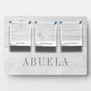 Abuela Grandchildren Names 3 Photo Collage Wood Plaque