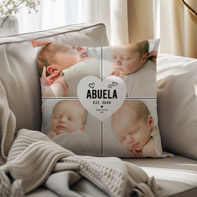 Abuela Heart 4 Photo Collage Cushion (Creator Uploaded)