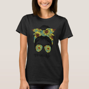 Abuela Life Messy Hair Bun Sunflower Women Mother' T-Shirt