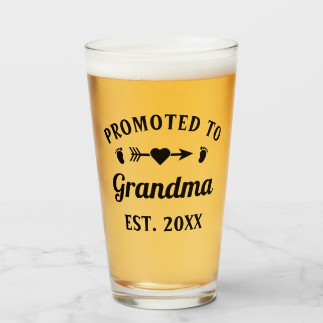 Abuela Nonna Nanna Grandmother Promoted To Grandma Glass (Front Filled)