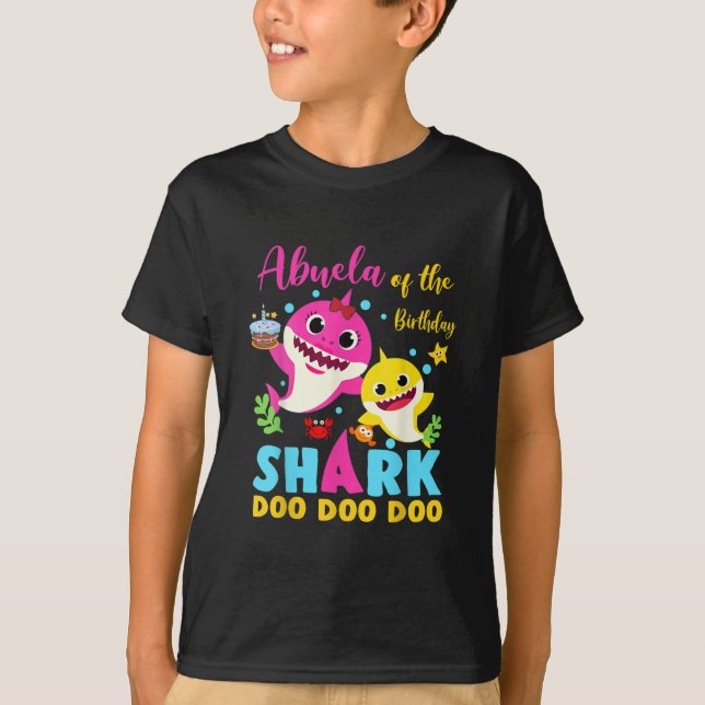Abuela Of The Birthday Shark Mom Matching Family  T-Shirt (Front)
