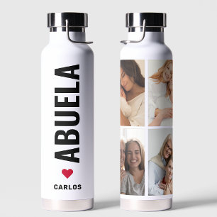 Abuela Spanish Grandma Custom Name 4 Photo Water Bottle