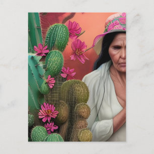 Abuela Surreal Floral Digital Art Postcard