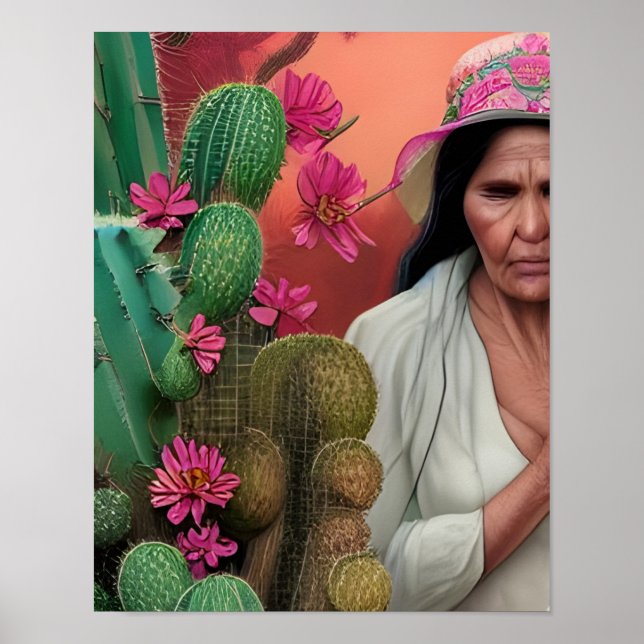 Abuela Surreal Floral Digital Art Poster (Front)