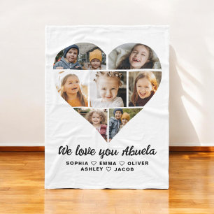 Abuela We Love you Heart Modern Photo Collage Fleece Blanket