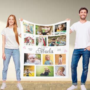 Abuela We Love You Personalised Hearts Modern Fleece Blanket