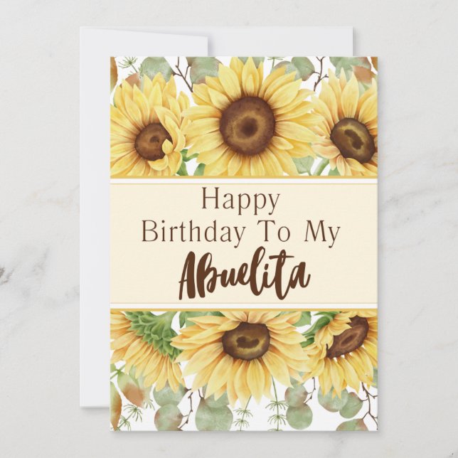 Abuelita Birthday Yellow Sunflowers Birthday Card (Front)