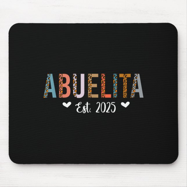 Abuelita Est 2025 Cute Grandma Leopard Print Chris Mouse Pad (Front)