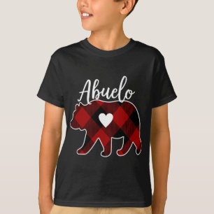 Abuelo Bear Christmas Buffalo Plaid Red White And T-Shirt