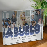 Abuelo Man Myth Legend Photo Block<br><div class="desc">Cute grandfather photo block featuring 3 family pictures for you to replace with your own,  the title "abuelo",  a personalised saying that reads "the man,  the myth,  the legend",  and the grandkids names.</div>