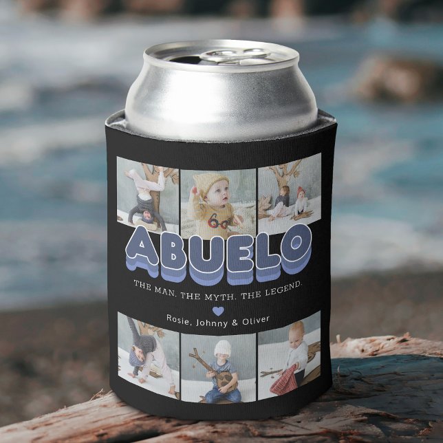 Abuelo Modern Familia Photo Collage Can Cooler (Creator Uploaded)