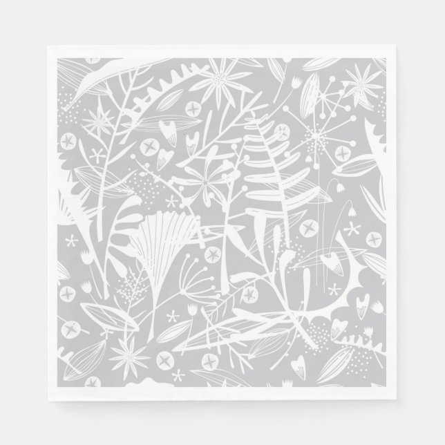 Abundance Botanical Silver Grey Napkin (Front)