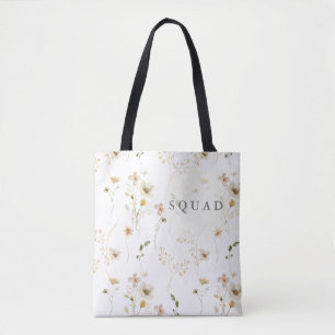 Abundance Dried Wildflower Bridal Shower Squad Tote Bag