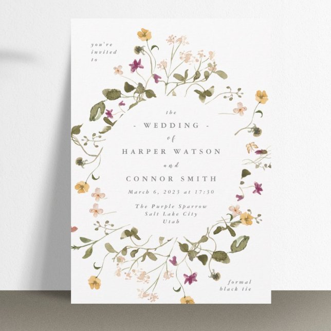 Abundance Dried Wildflower Pampas Boho Wedding Invitation (Creator Uploaded)