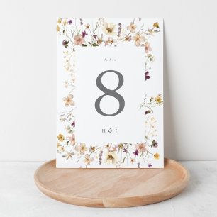Abundance Dried Wildflower Pampas Wreath Wedding Table Number