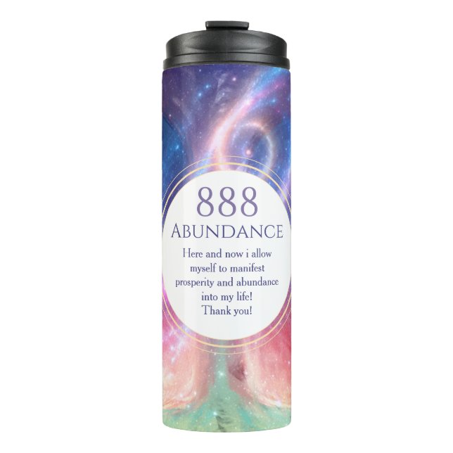 Abundance manifestation 888 angelic numbers thermal tumbler (Front)