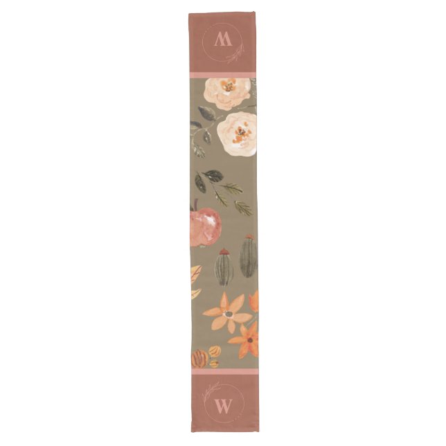 Abundant Autumn Harvest Thanksgiving Season Long Table Runner (Front)