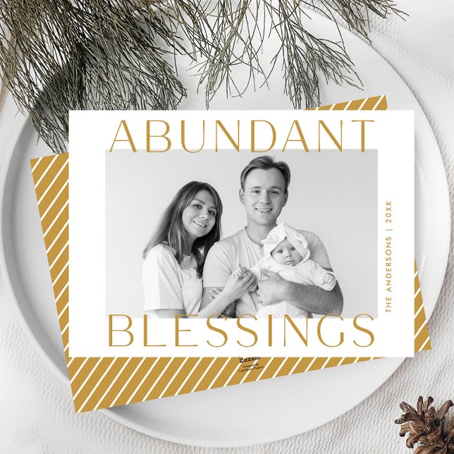 Abundant Blessings Gold Photo Holiday Card (Creator Uploaded)