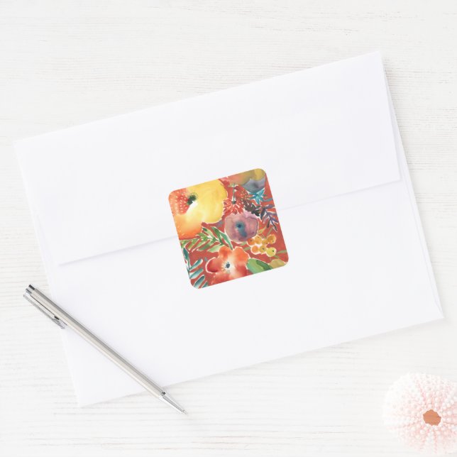 Abundant Florals III Square Sticker (Envelope)