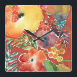 Abundant Florals III Square Wall Clock<br><div class="desc">Abundant Florals III by Chariklia Zarris. Deep hues of red,  orange,  and more are used to create a beautiful bunch of flowers and greenery.| 144505FN</div>