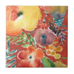 Abundant Florals III Tile<br><div class="desc">Abundant Florals III by Chariklia Zarris. Deep hues of red, orange, and more are used to create a beautiful bunch of flowers and greenery.| 144505FN</div>