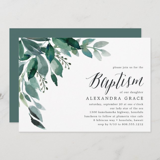 Abundant Foliage | Baptism Invitation (Front/Back)