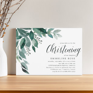 Abundant Foliage   Christening Invitation