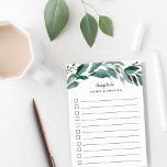 Abundant Foliage | Personalised To Do List Post-it Notes<br><div class="desc">Chic personalised note pad features a top border of green watercolor foliage and eucalyptus leaves. Personalise with two lines of custom text in modern block and handwritten script lettering; shown with "things to do" and your name. 11 lines with checkboxes help you keep track of all your important tasks!</div>