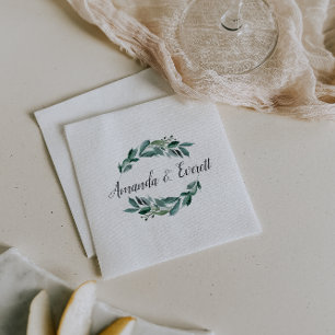 Abundant Foliage Personalised Wedding Napkin