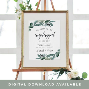 Abundant Foliage Unplugged Wedding Ceremony Sign