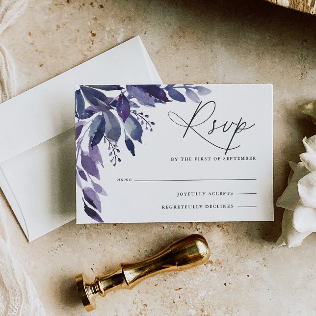 Abundant Foliage Violet Botanical RSVP Card (Creator Uploaded)