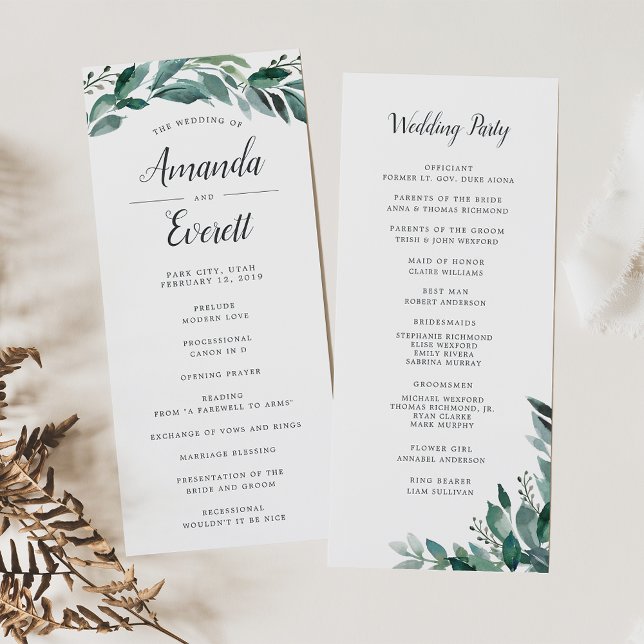 Abundant Foliage Wedding Ceremony Program Programme (Creator Uploaded)
