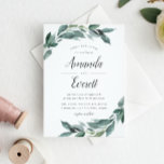 Abundant Foliage Wedding Invitation<br><div class="desc">Elegant botanical wedding invitations feature a chic color palette of forest green,  inky off-black and crisp white. Your wedding details are draped with abundant green branches and leaves in a vibrant painted watercolor style.</div>