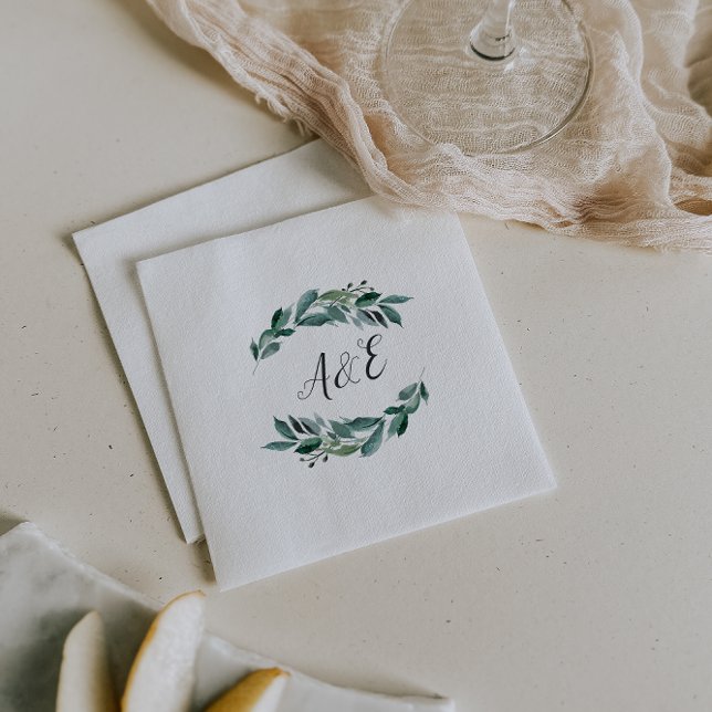 Abundant Foliage Wedding Monogram Napkin (Creator Uploaded)