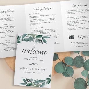 Abundant Foliage Wedding Welcome Letter Itinerary Tri-Fold Programme
