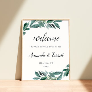 Abundant Foliage Wedding Welcome Poster