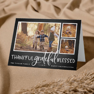 Abundant Gratitude Thanksgiving Photo Collage Card
