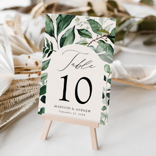 Abundant Greenery Arch Cream Personalised Wedding Table Number