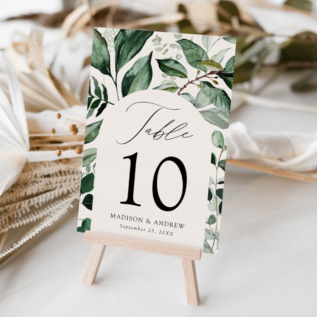 Abundant Greenery Arch Cream Personalised Wedding Table Number (Creator Uploaded)