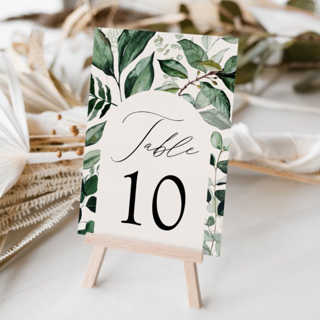 Abundant Greenery Arch Cream Wedding Table Number (Creator Uploaded)
