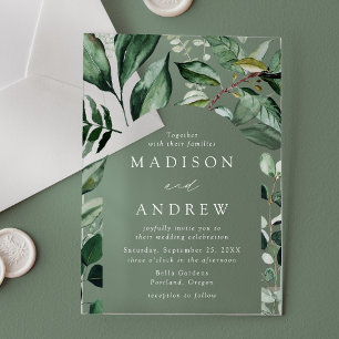 Abundant Greenery Arch Frame Wedding Acrylic Invitations
