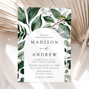 Abundant Greenery Arch Frame Wedding Invitation